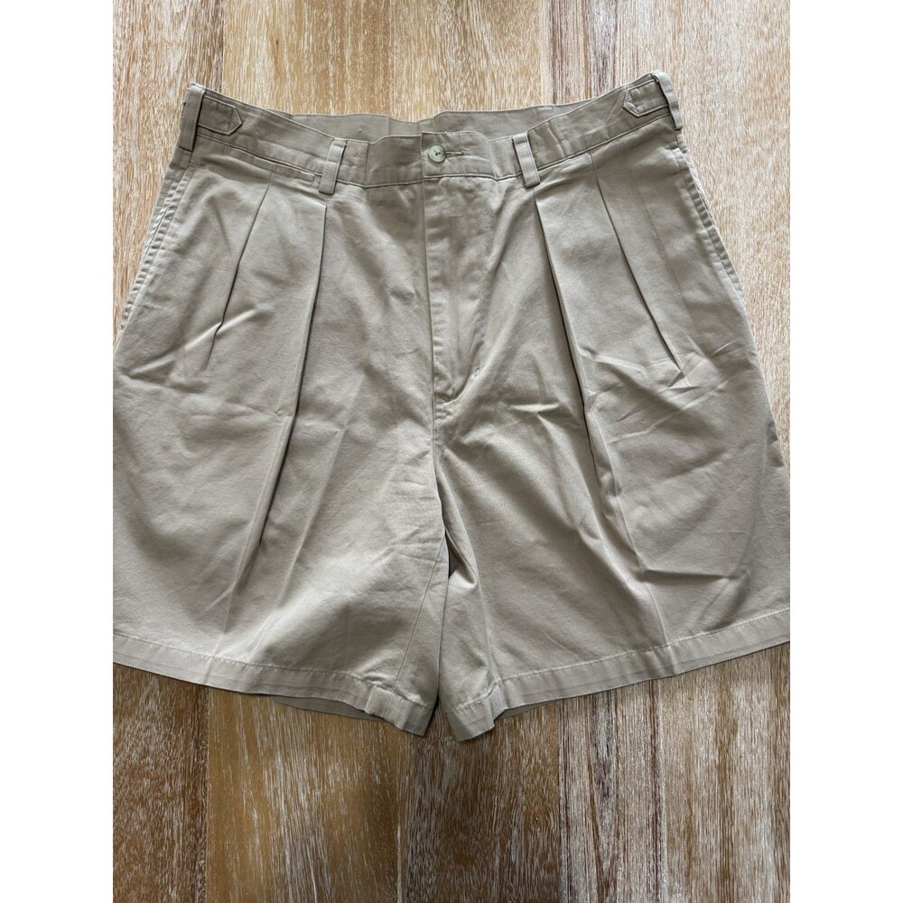 NWOT Faconnable Men Khaki Chino Shorts 34 Side Tab Adjusters Tailor Beige Cotton